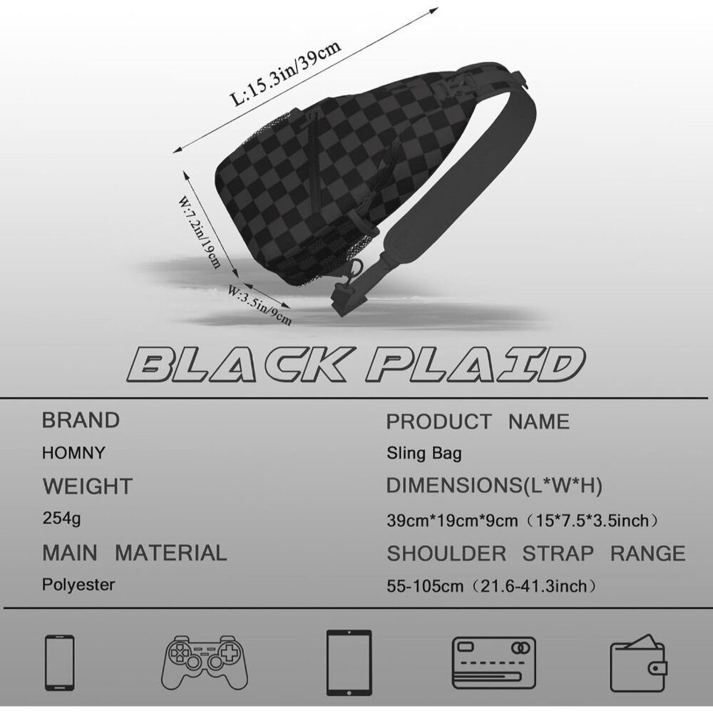 Black Checkered Polyester Tear-Resistant Versatil… - image 2